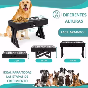 Comedero Bebedero Ajustable Para Mascota