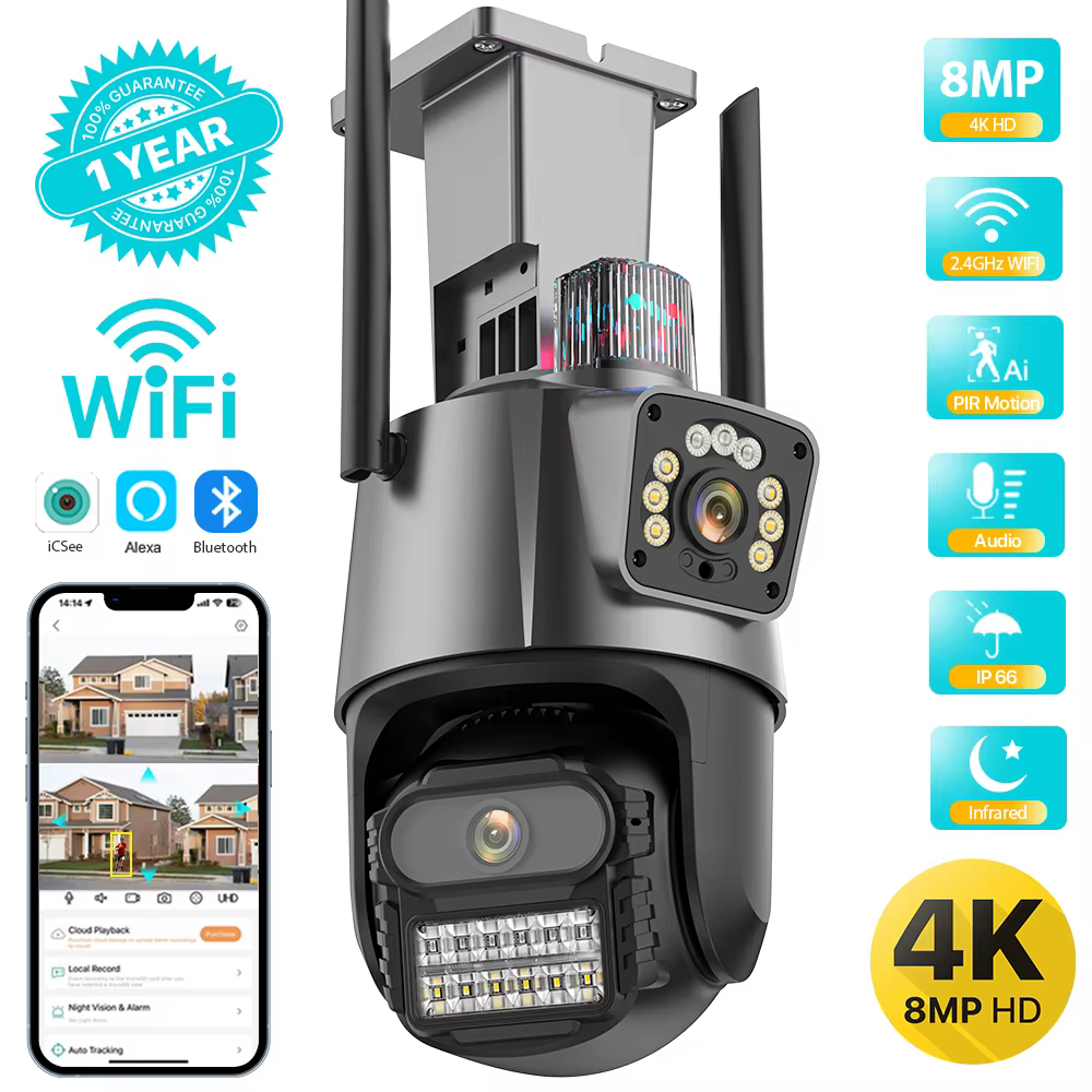 Cámara Domo Wifi Doble Lente Con Alarma - Imagen 1