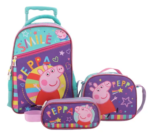 Mochila ruedas incluye estuche y lonchera