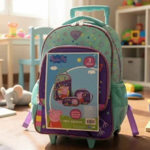 Mochila ruedas incluye estuche y lonchera