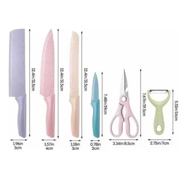 Set De Cuchillos De Colores 6 Piezas Col - Imagen 2