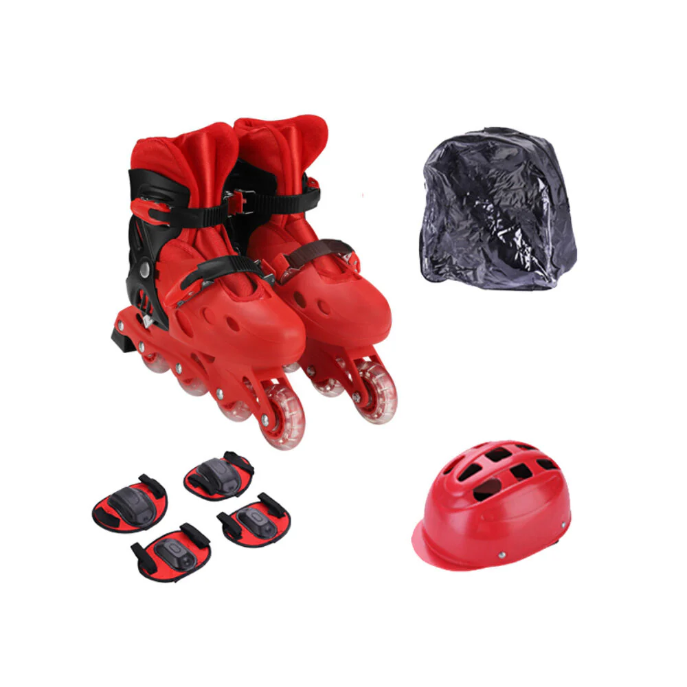 Patines + Casco + Rodilleras Rollers Lineal Con Bolsa de Guardado Rojo 39-42 - Imagen 1