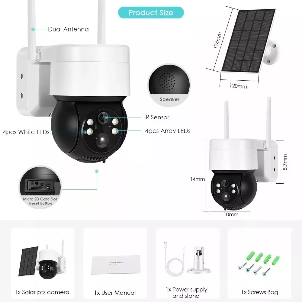 Camara Exterior Solar Ip Wifi 1080p - Imagen 2