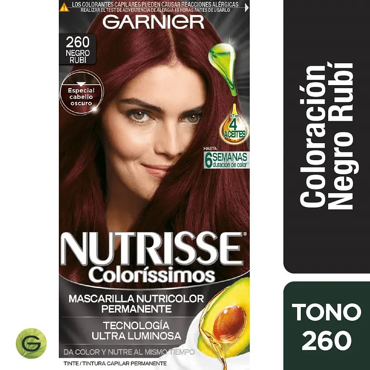 Tintura de Cabello Nutrisse - GARNIER NEGRO RUBI 260 (45 G) - Imagen 1