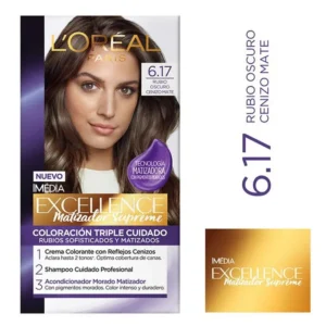 Tintura de Cabello Excellence Rubio Oscuro Cenizo Mate 6.17