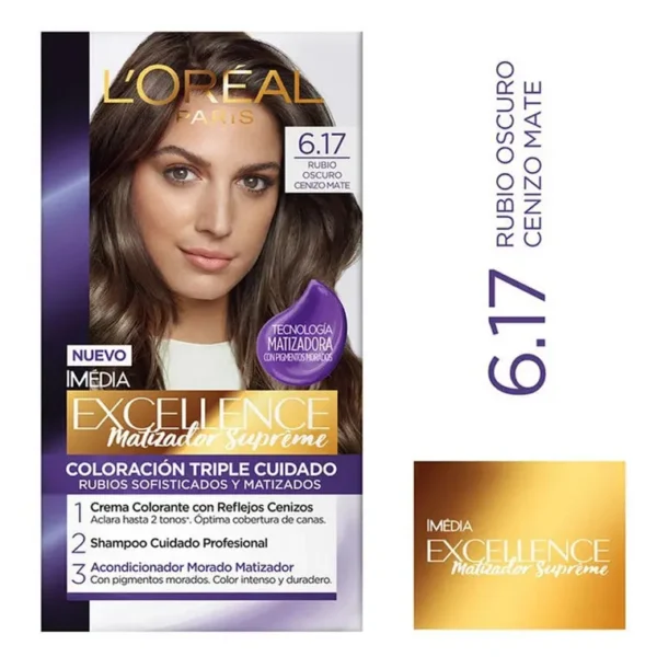 Tintura de Cabello Excellence Rubio Oscuro Cenizo Mate 6.17