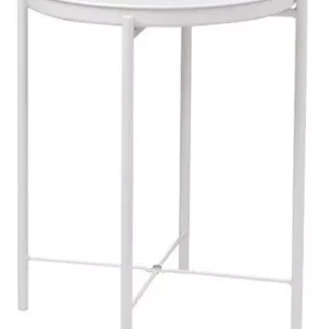 Mesa Auxiliar Redonda Begonia Blanca Práctica Industrial Color Blanco