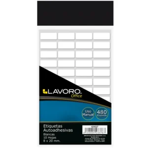 etiqueta autoadhesiva 8x20 mm blanca 480 unidades lavoro
