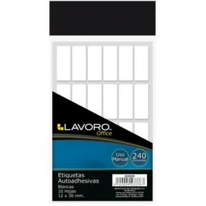 etiqueta sobre autoadhesiva 12 x 30 mm blanca 240 unidades lavoro