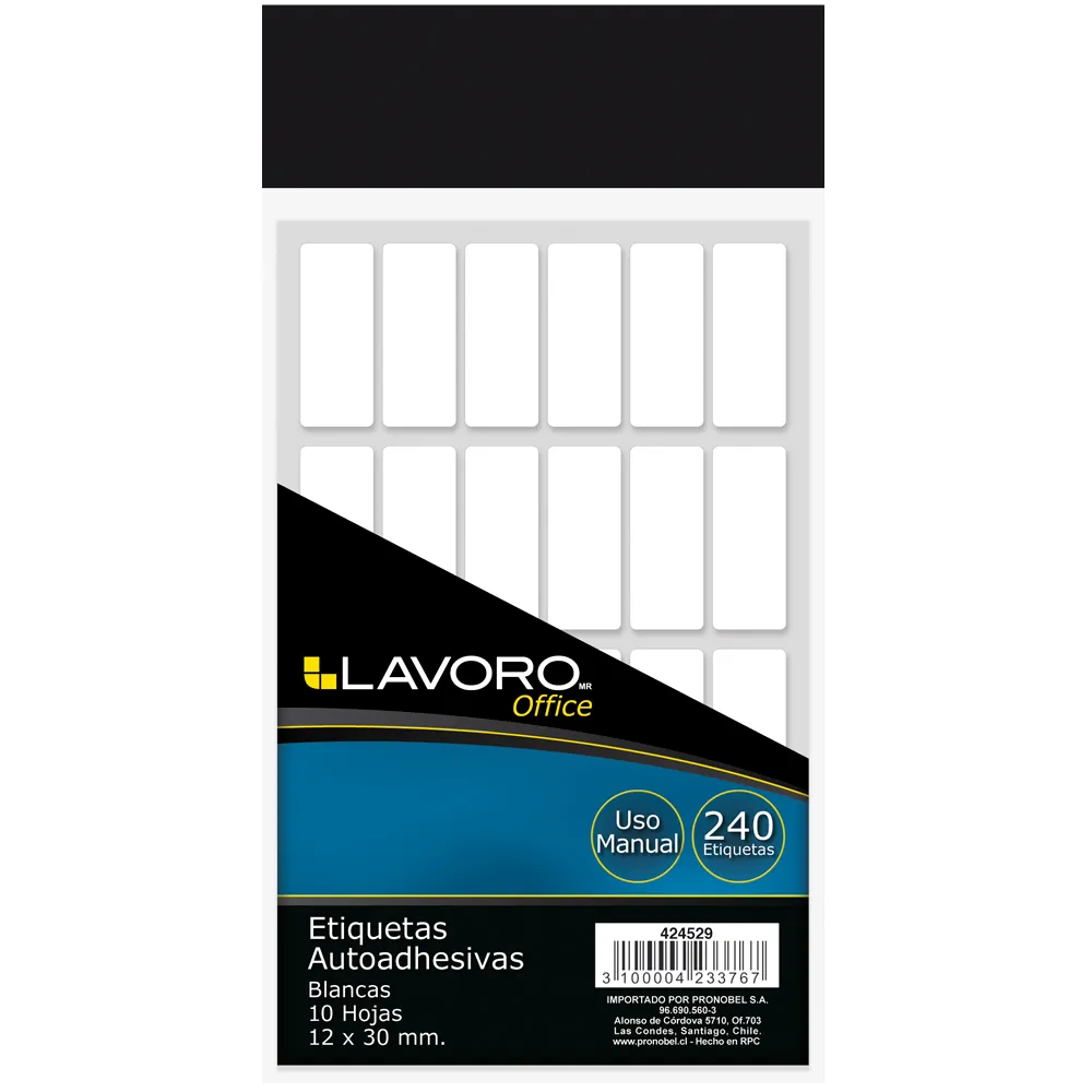 etiqueta sobre autoadhesiva 12 x 30 mm blanca 240 unidades lavoro - Imagen 1