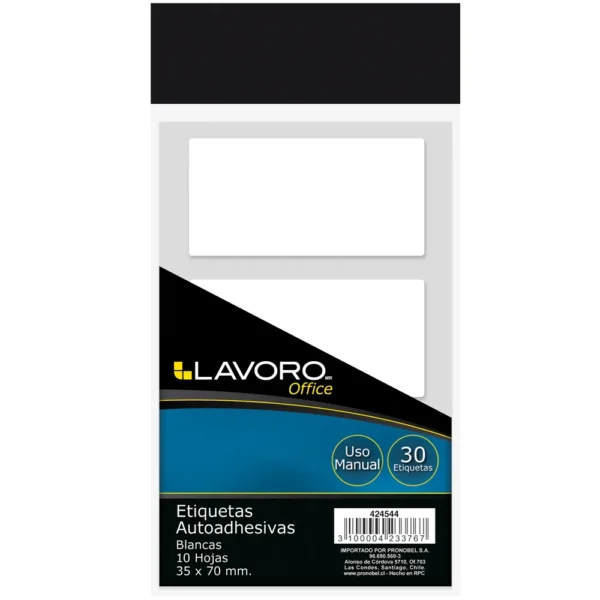 etiqueta autoadhesiva 35x70mm 30 unidades lavoro