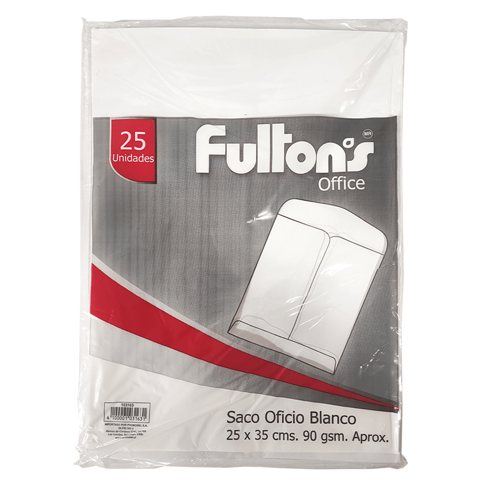 sobre saco oficio blanco 90 gramos fultons - Imagen 1
