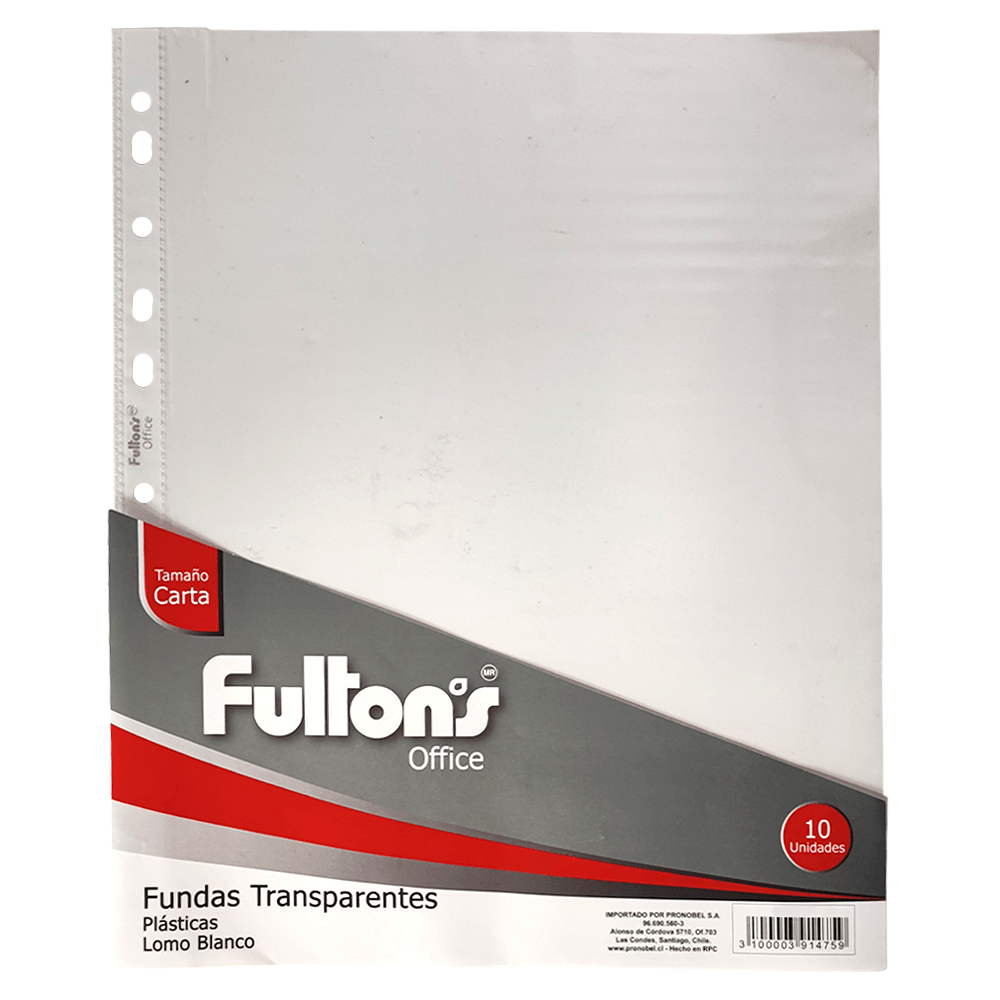 funda archivo transparentes carta ribete blanco 10 unidades fultons - Imagen 1