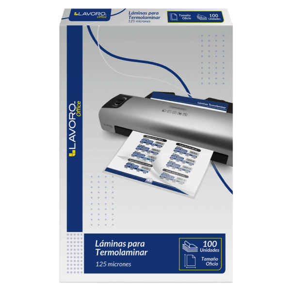 lamina para termolaminar oficio 228x340 mm 100 unidades 125 micrones lavoro