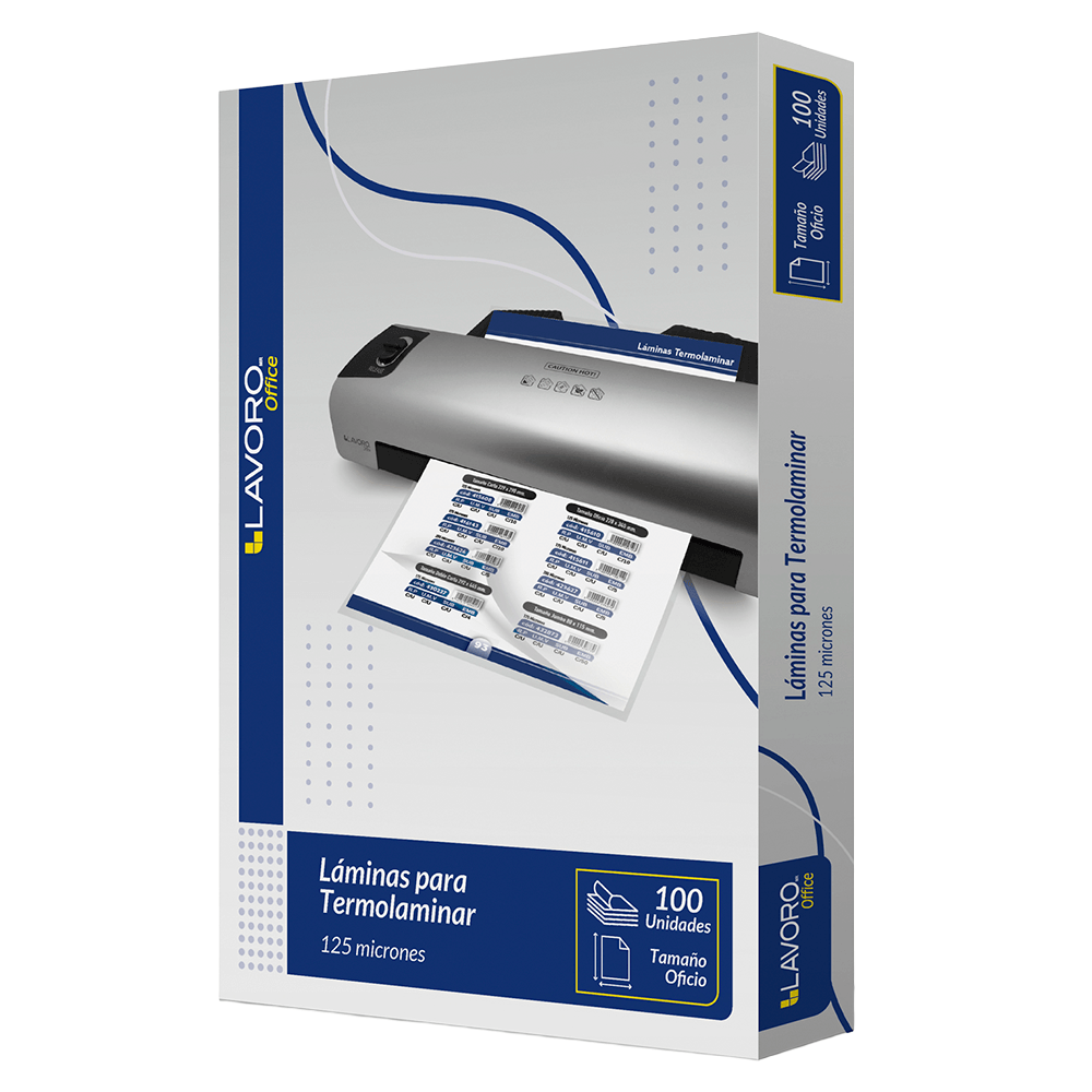lamina para termolaminar oficio 228x340 mm 100 unidades 125 micrones lavoro - Imagen 2