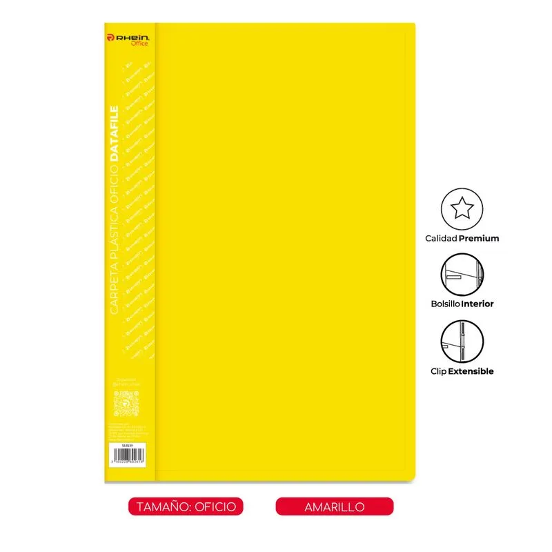 carpeta plastica con gusano oficio datafile amarilla rhein - Imagen 1