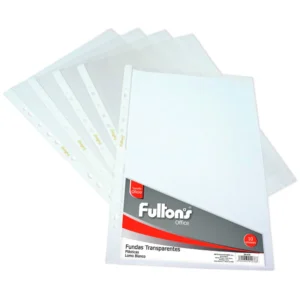 Fundas archivo transparente oficio ribete blanco 10 unidades fultons
