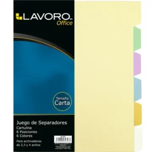 separador oficio carton divisones 6 colores lavoro
